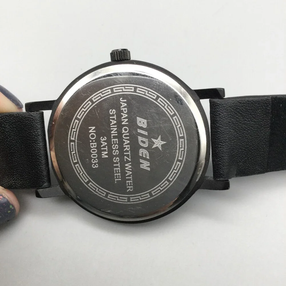 Biden Watch Men 42mm Black Round Dial Silicone Band New Battery